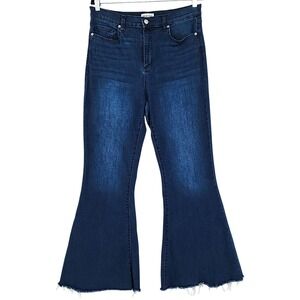 Sneak Peek Flare Jeans 13 33x29 Jr Women Dark Wash Raw Hem Super High Rise Denim